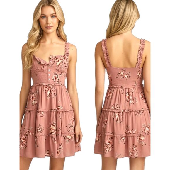 Lucky Brand Floral Dress in Pink -Size Large EUC $98 Retail - Picture 7 of 7